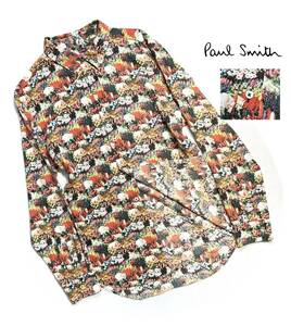 美品【XL】Paul Smith ポールスミス 花柄 長袖シャツ XL メンズ 定価2.4万【Seed PackePRINT SHIRT】復刻デザイン 送料370円 日本製