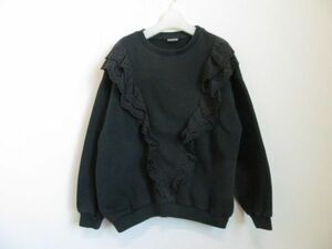 (57278)ZARA　ザラキッズ　女の子　裏起毛　レース　スウェット　トレーナー　プルオーバー　ネイビー　11-12　152㎝　USED