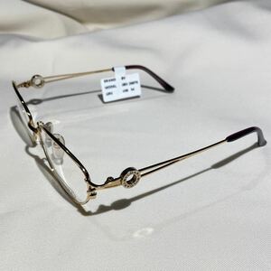 ◆貴金属◆新品未使用　BVLGARI(ブルガリ) 585(K14)刻印入 眼鏡 めがね メガネ フレーム レンズ付◆14K 14金 金 ゴールド ケース付き　ロゴ