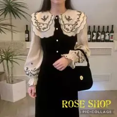 秋冬コーデ❤️ロングワンピース　レディース　セーラー　ドレス　長袖　ひざ丈