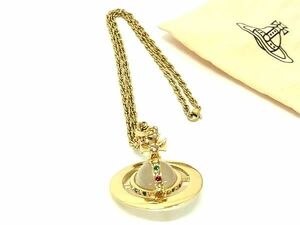 1円 ■極美品■ Vivienne Westwood ヴィヴィアンウエストウッド オーブ ラインストーン ネックレス アクセサリー ゴールド系 FD1734