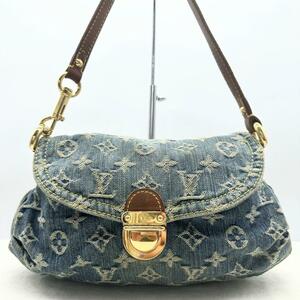 極美品☆LOUIS VUITTON ルイヴィトン ミニプリーティ デニム ハンドバッグ モノグラム インディゴ ワンショルダー ショルダーバッグ レザー