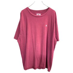 adidas 半袖 プリント Tシャツ 2XLサイズ アディダス ロゴ ビッグサイズ ワインレッド コットン 古着卸 アメリカ仕入 t2407-3083