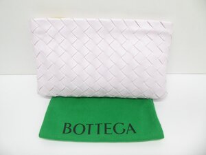 ボッテガ・ヴェネタ BOTTEGA VENETA イントレチャート クラッチバッグ ピンク 保存袋付 鞄 △WP2289