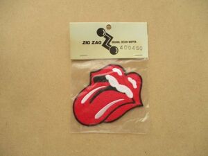 90s ROLLING STONES ローリングストーンズ ワッペン/Y2K古着ZIG ZAG音楽ROCKロックBANDバンドPATCH唇ベロLOGOアイコン S89