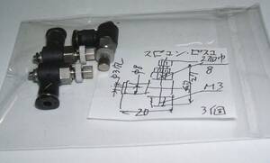 スピコン・チューブ取付穴Φ３・取付口M3・ピスコ・空圧機器・３個