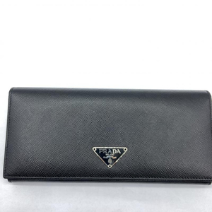 【中古】PRADA サフィアーノ 長財布 M201A ブラック プラダ[240019454586]