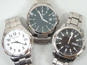 ジャンク 3点セット まとめて CITIZEN シチズン エコドライブ H128-R006860 ATTESA アテッサ H110-T011331 H100-T0114844 メンズ 腕時計