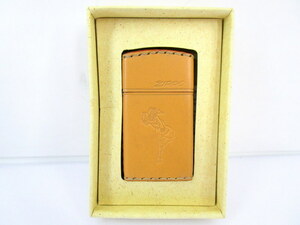 1円★ 未使用 zippo ジッポ ジッポー ウインドプルーフ ウインディ オイルライター レザー キャメル 保管品 中古