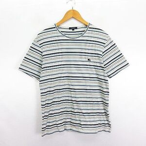 バーバリー ロンドン BURBERRY LONDON Tシャツ カットソー 半袖 丸首 ボーダー ロゴ コットン L マルチカラー ※EKM メンズ