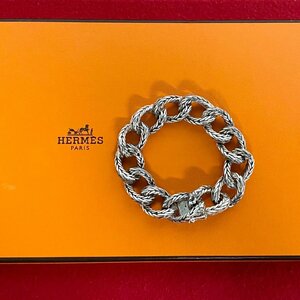 極 美品 HERMES エルメス ヴィンテージ ヴァンドーム シルバー800 チェーン ブレスレット バングル レディース メンズ アクセサリー 11890