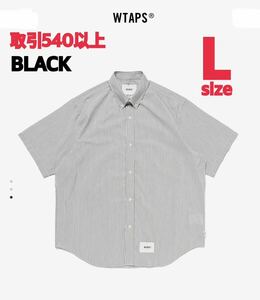 WTAPS 2024SS BD 01 SS SHIRT BLACK Lサイズ ダブルタップス ボタンダウン半袖シャツ ブラック ストライプ LARGE 