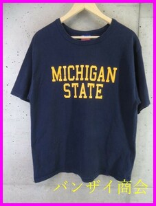 9160s1◆ヴィンテージ◆Champion チャンピオン【MICHIGAN STATE】厚手 半袖Tシャツ M/カレッジ2段3段/スエットトレーナー/リバースウィーブ