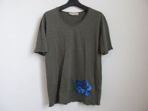 (58438)COAST WEBER AHAUS　コーストウェバーアハウス　半袖　Tシャツ　カットソー　グレー　ハイビスカス　L　USED