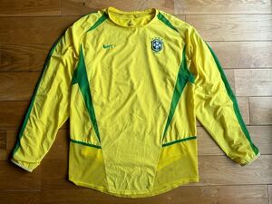 【NIKE製】ブラジル代表 2002 ゲームシャツ M プロ仕様 ライナー付き 長袖 ナイキ カナリア軍団 ユニフォーム サッカー イエロー BRASIL