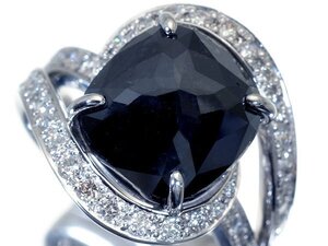 1円～【ジュエリー極】極上品！超大粒上質天然１粒ブラックダイヤモンド7.93ct＆ダイヤモンド0.71ct 高級Pt900リング k9303ix【送料無料】