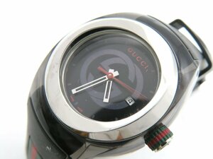 1円◆稼働◆ グッチ 137.3 ブラック クオーツ ユニセックス 腕時計 N18001