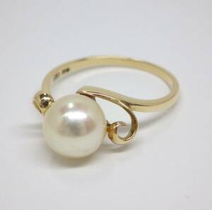 MIKIMOTO ミキモト K14 パール 真珠 リング 8.5号 14金 585