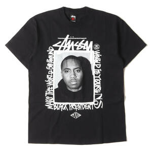 STUSSY ステューシー Tシャツ サイズ:M 00s NEXUS 7 NAS 原宿チャプト限定 フォト グラフィック クルーネック Tシャツ ブラック コラボ