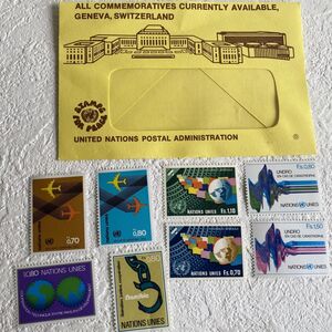 記念切手スイス・ジュネーブALL COMMEMORATIVES CURRENTLY AVAILABLE, GENEVA,SWITZELAND 国連郵便局/UNITED NATIONS POSTAL 切手8枚