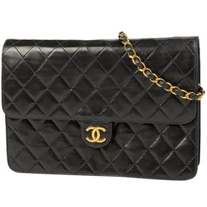 シャネル CHANEL マトラッセ シングルフラップ チェーン ショルダーバッグ ココマーク レザー ブラック A03570 レディース 【中古】