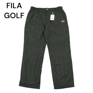 新品 未使用 FILA GOLF フィラ ゴルフ 秋冬 中綿 グレンチェック パンツ ウインドブレーカー Sz.LL　メンズ 黒 大きいサイズ　A4B02484_5#Q