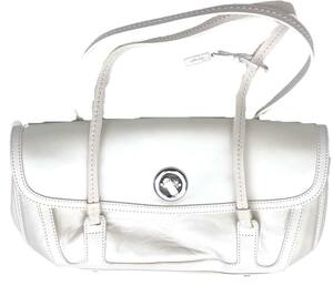 【人気】銀座かねまつ 上質 レザー 素材 デザイン ハンドバッグ GINZA KANEMATSU ホワイト パールホワイト 真珠白 白 美品