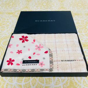 新品/BURBERRY/ハンカチ/タオルハンカチ/正規品/バーバリー/Burberrys/綿100%/西川産業/ノバチェック/未使用/箱あり/桜/さくら/ピンク/4