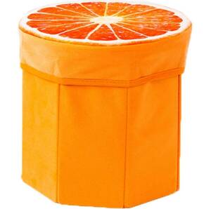ボックススツール 折り畳み式 簡単組み立て 子供部屋収納 果物椅子　オレンジ柄