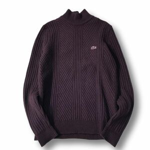 《良品◎》LACOSTE ラコステ★ワンポイント*ハイネックニット*セーター*バイオレット*サイズ5(MW3890)◆S80