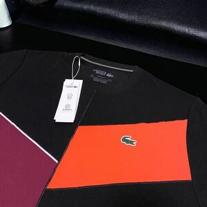 LACOSTE ラコステ　テニス　TH1797 ウルトラドライ　鹿の子　アシンメトリーTシャツ★XLサイズ★