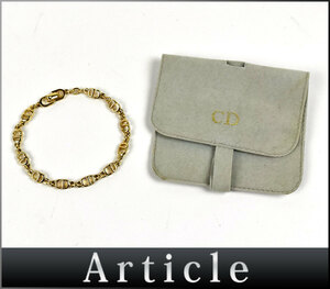 500068★ 美品 Christian Dior クリスチャン ディオール CDチェーン ブレスレット 腕輪 アクセサリー GP ゴールド レディース/ E