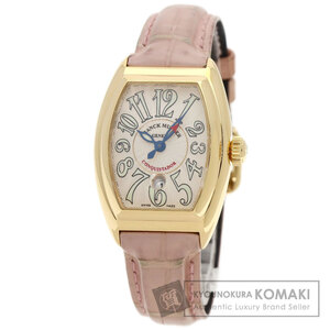 FRANCK MULLER フランクミュラー 8005LSC コンキスタドール 腕時計 K18イエローゴールド 革 レディース 中古