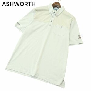 ASHWORTH アシュワース 春夏 ロゴ★ バイカラー 切替 半袖 ボタンダウン ポロシャツ Sz.S　メンズ ゴルフ　A4T06951_6#A