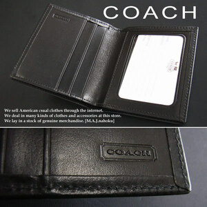 559新品★COACH コーチ★MENS ２折財布★BLACK 黒★正規商品