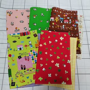 【25×35サイズ】リバーシブルランチョンマット　5枚セット　No.8　ハンドメイド