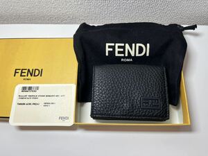 未使用　FENDI 3つ折り財布　トリフォールド　黒　フェンディ　コンパクト財布　ミニ財布　7M0280 AG0L F0QA1 ブラック