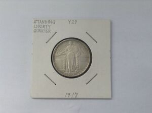 ●代CPT077-60 アメリカ貨幣 Standing Liberty QUARTER DOLLAR / 1917年 Y29 / 銀貨 USA AMERICA 米貨 古銭 アンティーク コイン /w