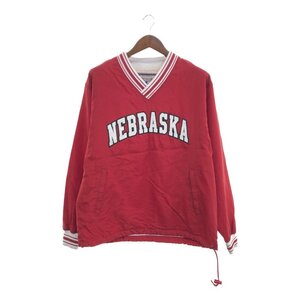 00年代 Champion チャンピオン NEBRASKA ナイロン プルオーバージャケット カレッジ レッド (メンズ M) P5743