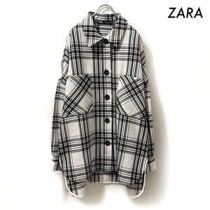 【送料無料】ZARA ザラ★チェック柄 ビッグシャツ モノクロ レディース