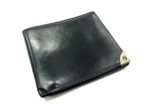 ■美品■ dunhill ダンヒル レザー 二つ折り 財布 ウォレット 札入れ カード入れ メンズ ブラック系 DF0402