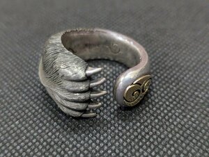 長○M173/【Artjewelry Ague 下倉洋之 キムン カムイ シルバー 熊の手 熊のリング 指輪 SV925 K18 SILVER 金 銀 ゴールド/約44g】/1円～