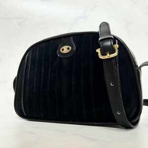 【希少】 CELINE セリーヌ トリオンフ 金具 ベロア 丸型 ショルダーバッグ ポーチ ブラック 斜め掛け