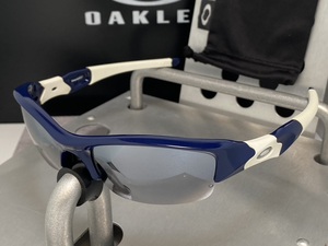 MLB限定★偏光★OAKLEYオークリー FLAK JACKETフラックジャケット ネイビー×白/POLARIZEDミラー 釣りドライブ USA製サングラス ドジャーズ