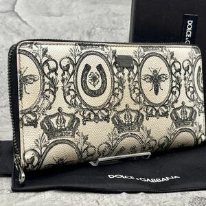 超レア/定価17万円/美品●ドルチェ&ガッバーナ 長財布 マヨリカ ラウンドファスナー ジップ DOLCE&GABBANA 蜂 ビー ロゴプレー DG 付属品