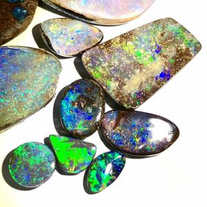 ☆天然ボルダーオパールおまとめ 50ct☆U約10g ルース 裸石 宝石 ジュエリー jewelry boulder opal 遊色 母岩