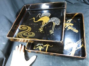 A　光琳蒔絵広蓋一対　江戸時代中期　漆工　衣服　着物　尾形光琳　漆器　盆　うるし　塗りもの　名品
