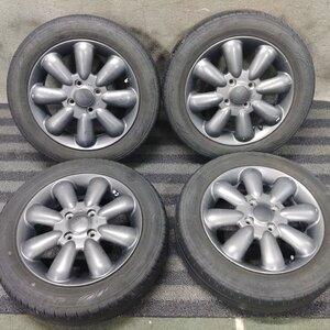 T9810■155/65R14 DUNLOP ENASAVE EC300+ 社外 4.5J 4H PCD100 夏タイヤ★条件付送料無料★ワゴンR パレット ラパン タント N-BOX