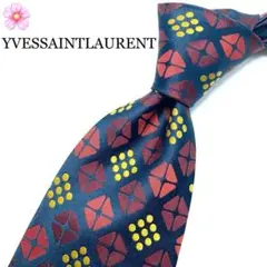 【美品】○YVES SAINT LAURENT○ネクタイ○総柄○レッド〇イエロー