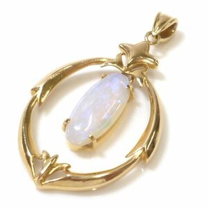 J◇K18 揺れるデザイン オパール付 ペンダントトップ イエローゴールド 18金 オーバル Opal Yellow Gold pendent charm【ネコポスOK】